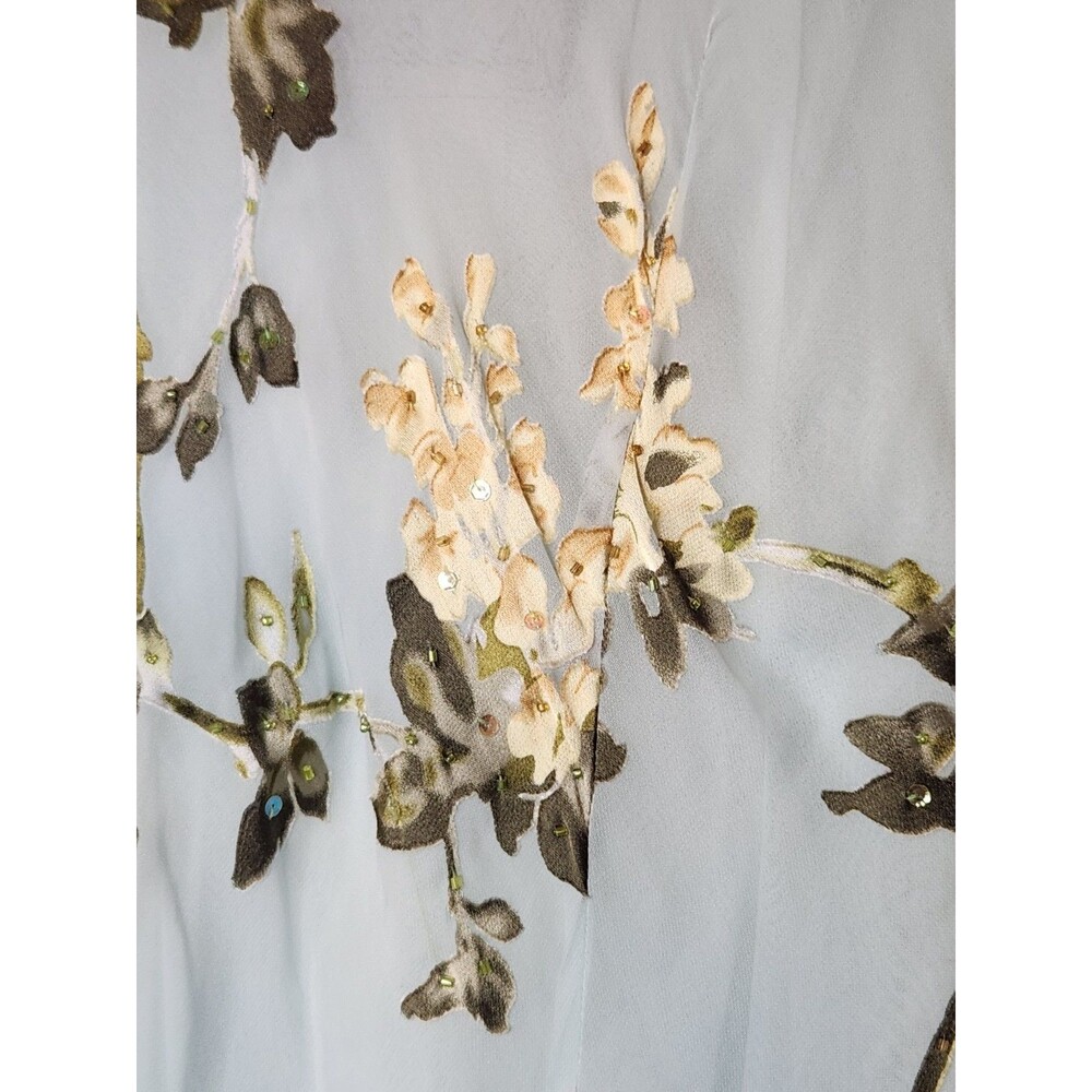Alex Evenings Y2K Dress Fairy Floral Vintage Beaded Asymmetric Size 8 Silk Blue - Picture 13 of 16